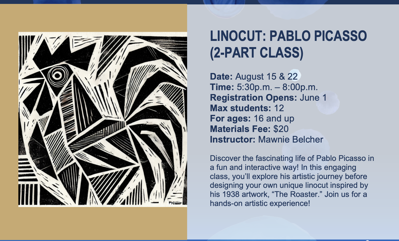 Linocut: Pablo Picasso Flier 
