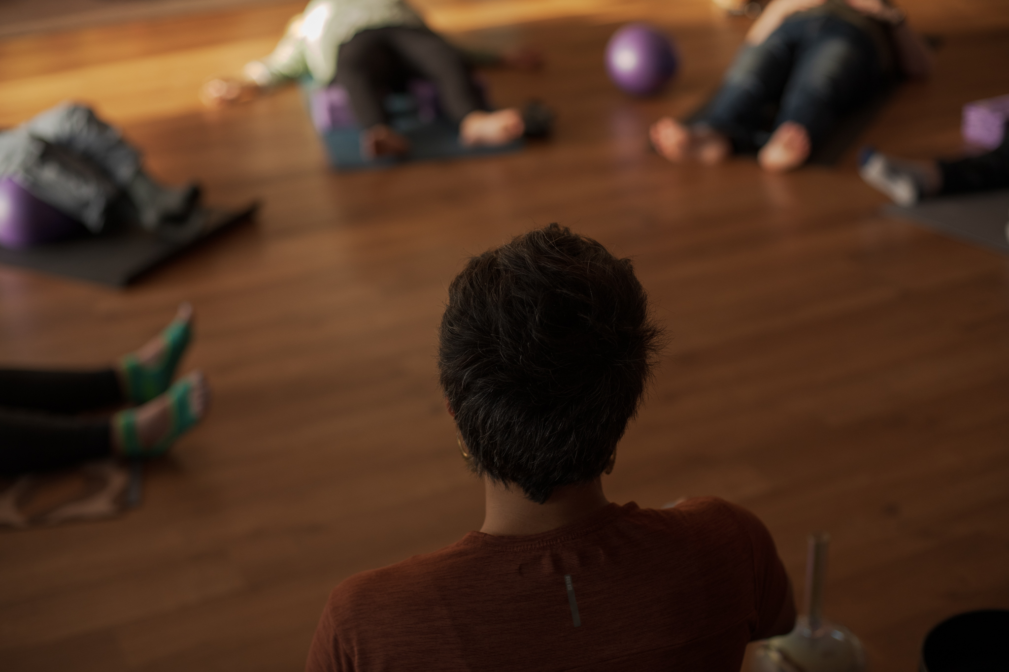 people meditating 